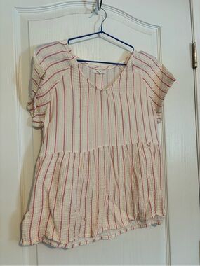 Maurice’s - Striped Pink and White Babydoll Top